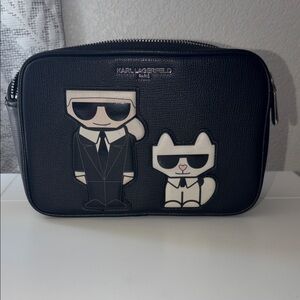 Karl Lagerfeld Black Toiletry Bag with Character Design